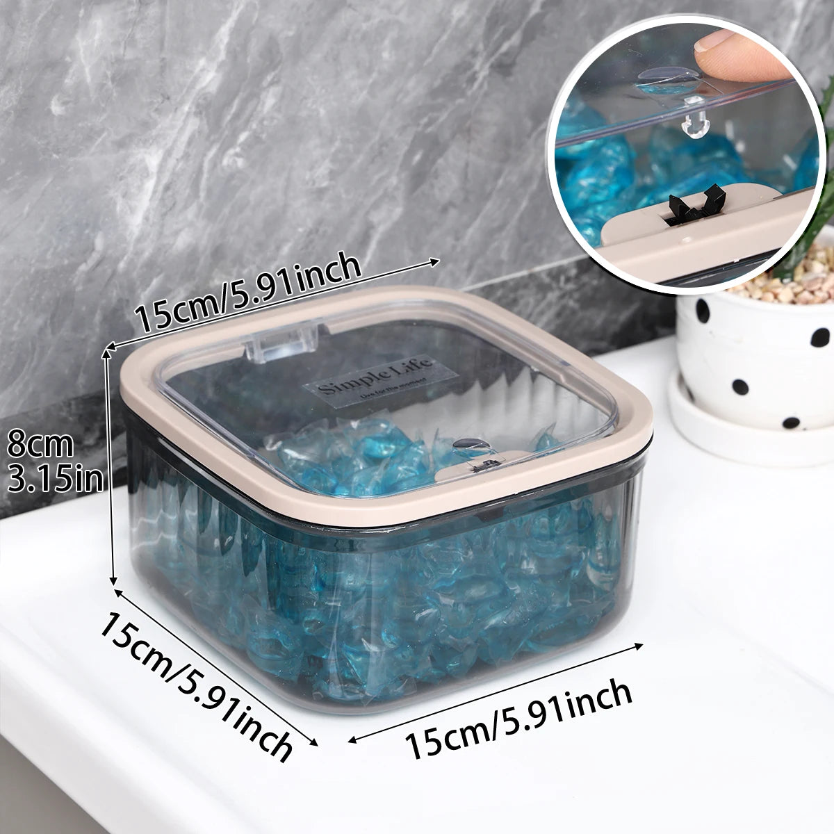 1pc acrylic transparent black elastic lid laundry gel bead bathroom jar bathroom organizer storage jar multifunctional storage Oasis Select transparentblack-S