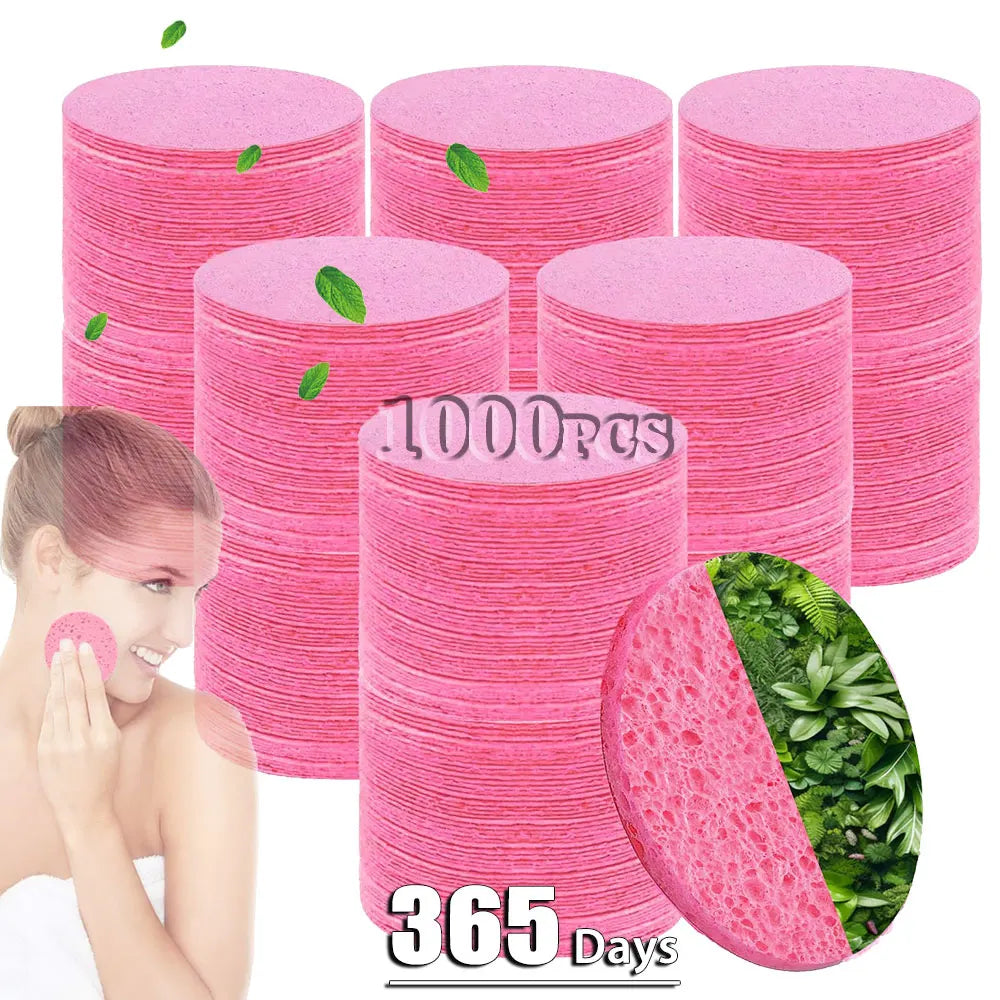 50-1000PCS Compress Face Wash Puff Natural Wood Pulp Sponge Face Wash Puff Foaming Face Puff Cosmetic Puff Face Cleansing Sponge Oasis Select