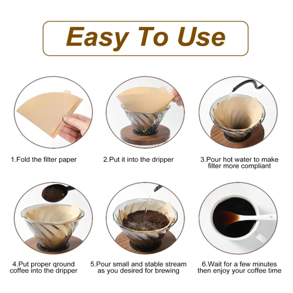 50/100pcs Coffee Filter Paper V-Shaped Cone Filter V01 02 For Pour Over Drip Coffee Filters Accessories Oasis Select