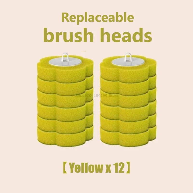 Disposable Toilet Brush Replacement Head Cleaning Kit Lengthened Handle Auto Lid Opening Toilet Bowl Cleaner Kit for Bathroom Oasis Select 12pcs brush-Yellow