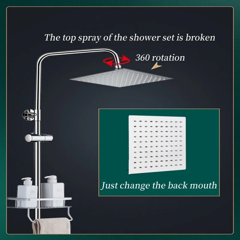 Stainless Steel Square Shower Head High Pressure Water Saving Sprayer Rainfall Waterfall Nozzle For Bathroom Accessories Oasis Select