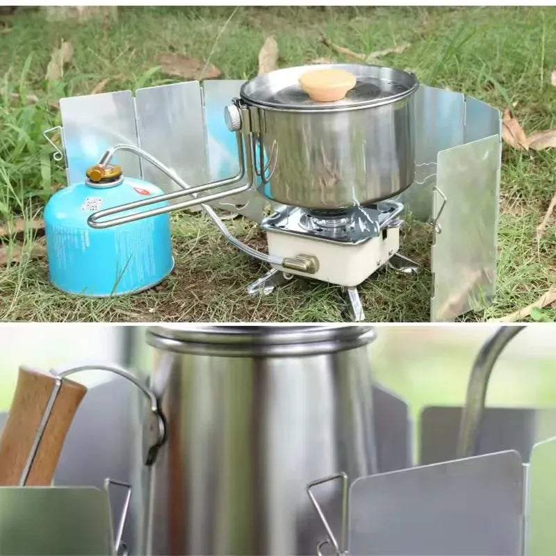 1pcs Outdoor Stove Wind Shield 9 Plates Foldable Camping Windscreen Gas Cooker Wind Deflector, Camping Stove Accessory Oasis Select