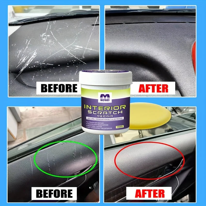 Car Interior Scratch Repair Cream – Natural, Low Odor + Sponge