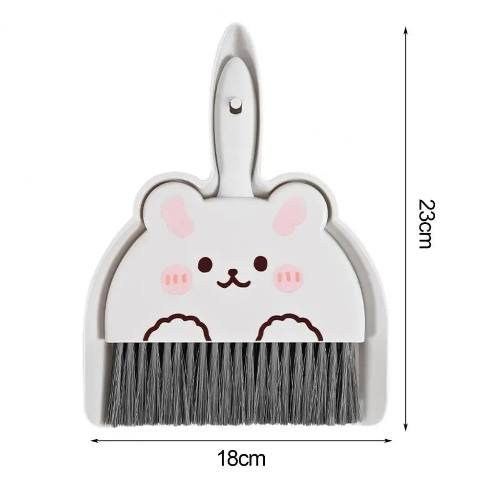 2Pcs/Set Small Broom Dustpan Set Cartoon Rabbit Bear Frog Pattern Keyboards Cleaning Mini Broom Dustpan Set Oasis Select