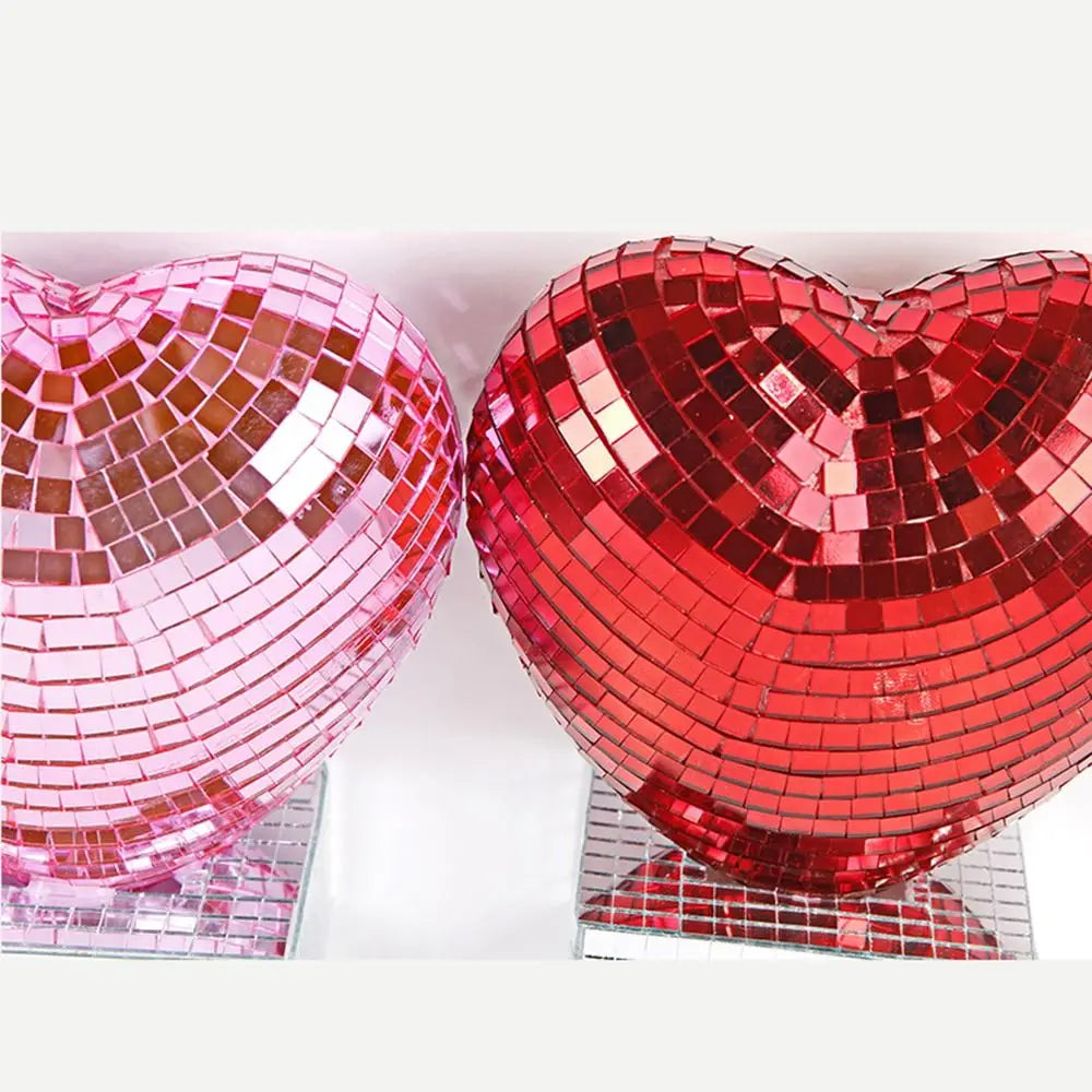 Heart-Shaped Disco Ball Decoration | Reflective Mirror Ornament