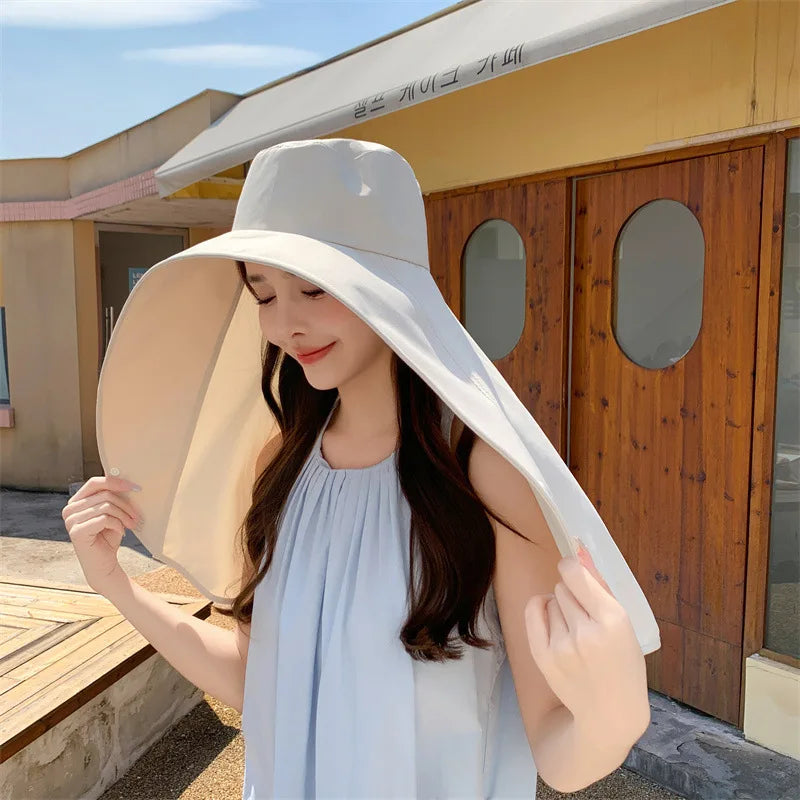 Women‘s Summer Sun Protection Hat with Face Cover Neck Flap Shoulder Cape Wide Brim UV Blocking for Outdoor Hiking Cycling Oasis Select
