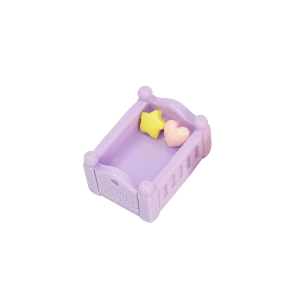 Miniature Resin Bed Micro Landscape Craft Hand Painted Simulation Statue, Wedding Cake Topper Dollhouse Garden Decor Oasis Select Purple