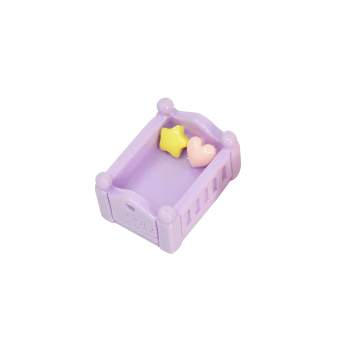 Miniature Resin Bed Micro Landscape Craft Hand Painted Simulation Statue, Wedding Cake Topper Dollhouse Garden Decor Oasis Select Purple
