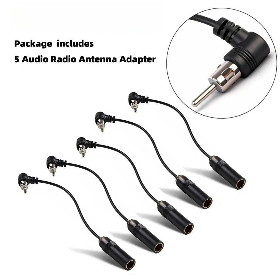 AM/FM Radio Antenna Adapter Stereo Audio Vehicle Aerial Extension Car Universal Elbow Male To Female Plug Cable Wire Oasis Select 5 PCS