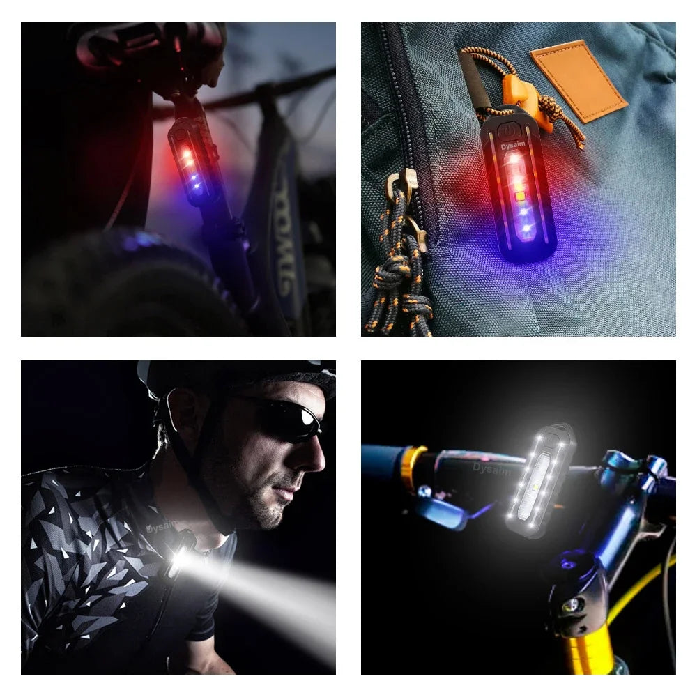 USB Rechargeable LED Flashlight Keychain Work Light with Shoulder Clip Police Warning Flashing Light Outdoor Lamp Oasis Select
