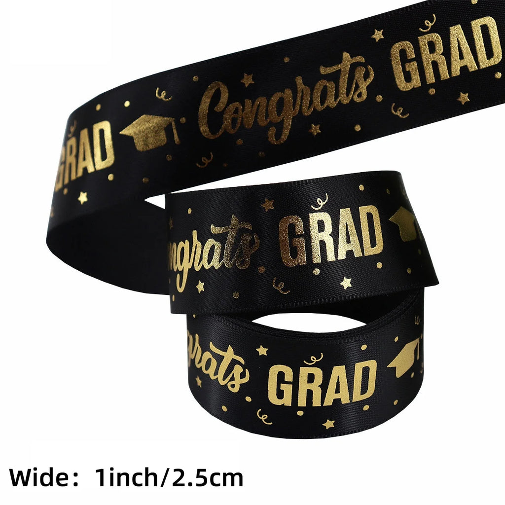 1 Roll，5 Yards Graduation Gift Packaging Ribbon,Decoration Party DlY Bow Ribbon, Graduation Ceremony CampusParty Supplies Oasis Select black