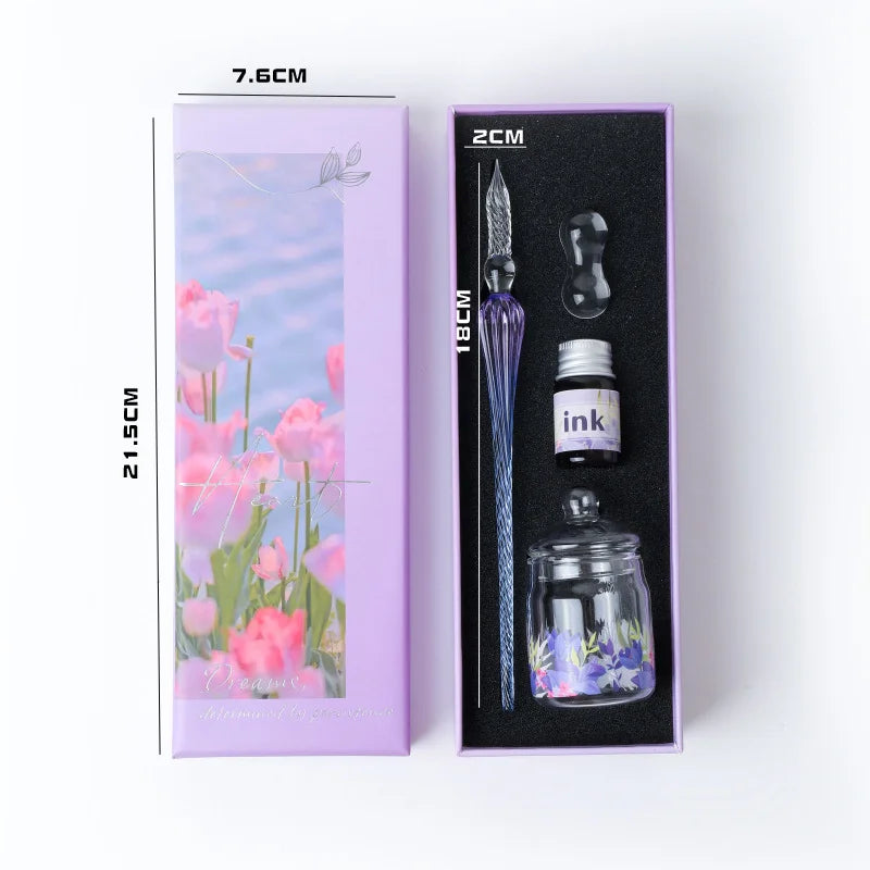 Starry Sky Glass Pen Set Signature Pen Crystal Student Dip Pen Glass Dip Pen Stationery Gift Pen Oasis Select 16