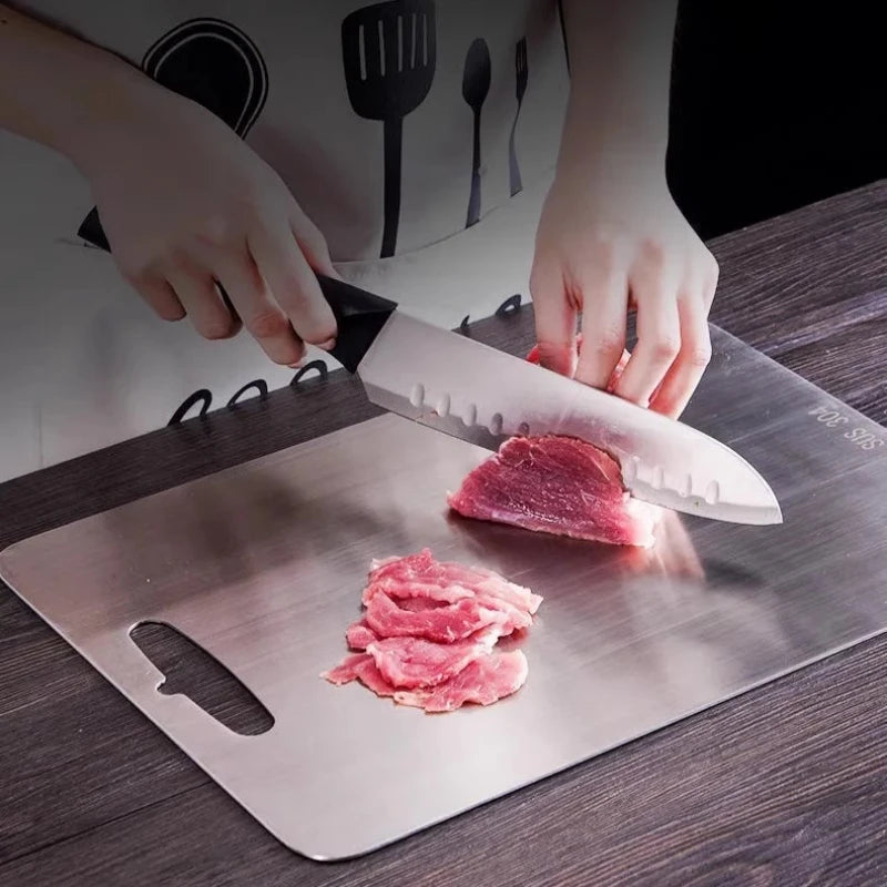 304 Stainless Steel Panel and Chopping Board Kitchen Household Double Sided Kneading Dough Fruit Meat Chopping Cutting Board Oasis Select