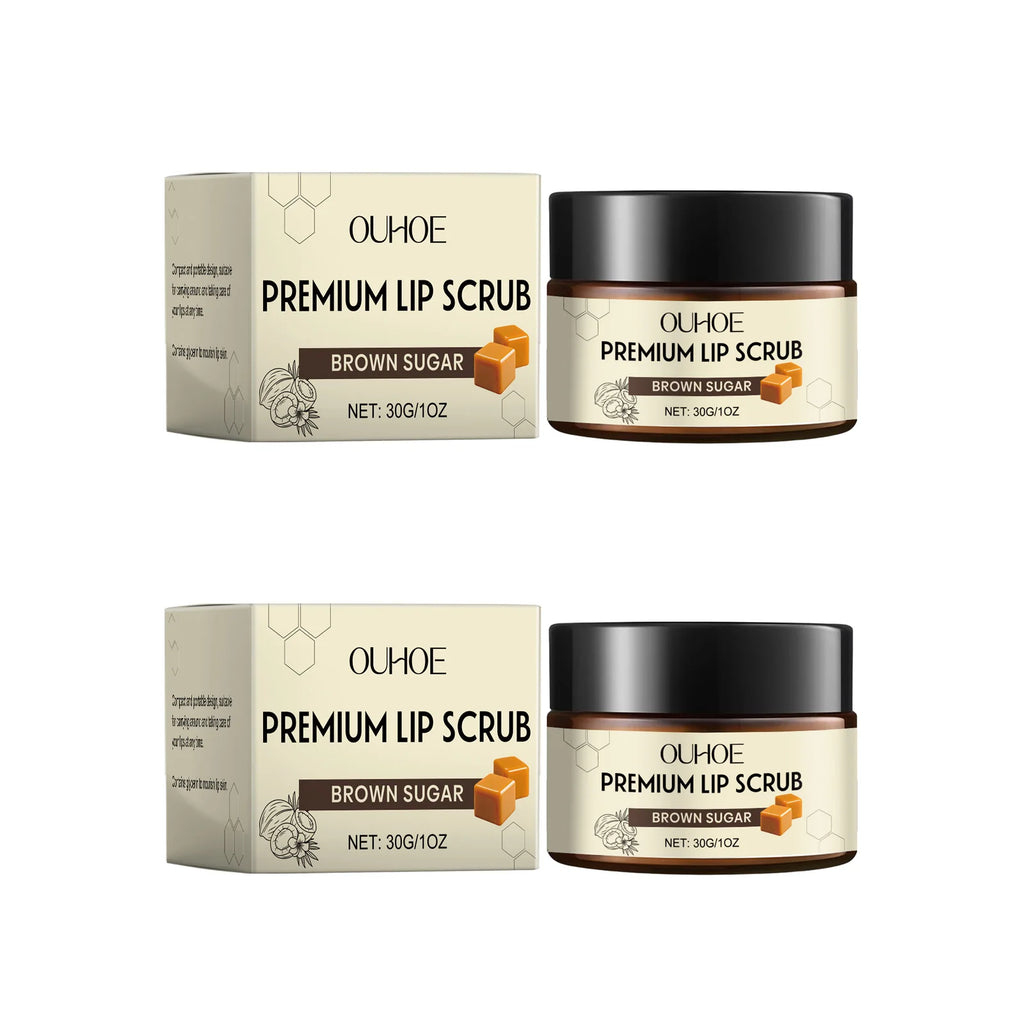 Brown Sugar Lip Scrub – Exfoliate, Moisturize & Smooth Lips Lip Scrub Oasis Select 2 x 30g Boxed