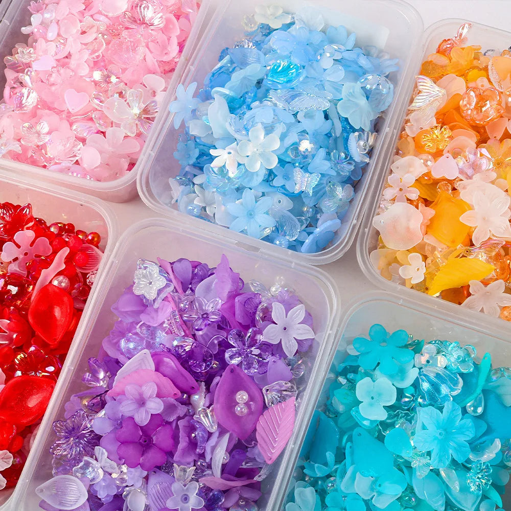 20g/100g Acrylic Assorted Beads Flower Star Butterfly Candy Acrylic Kawaii Beads for DIY Keychain Bracelets Jewelry Making DIY Oasis Select