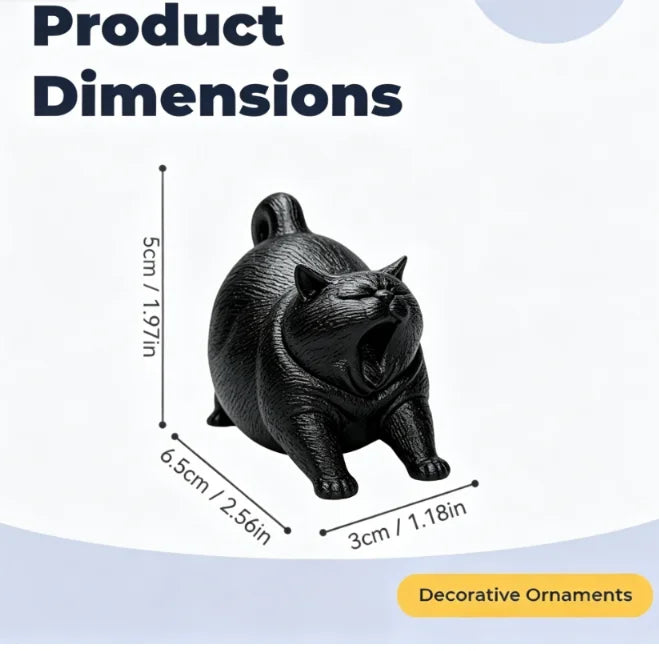 Funny Yawning Fat Cat Figurine Miniature Cartoon Kitten Statue Cute Chubby Cat Ornament for Home Office Desktop Decor Cute Gifts Oasis Select Yawning Cat Black
