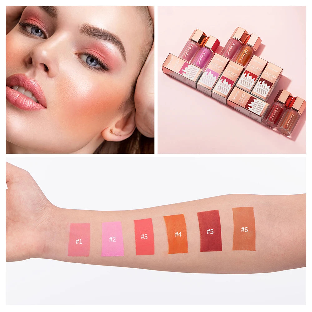 Liquid Blush Stick with Sponge – Waterproof Cream Blush 6 Shades