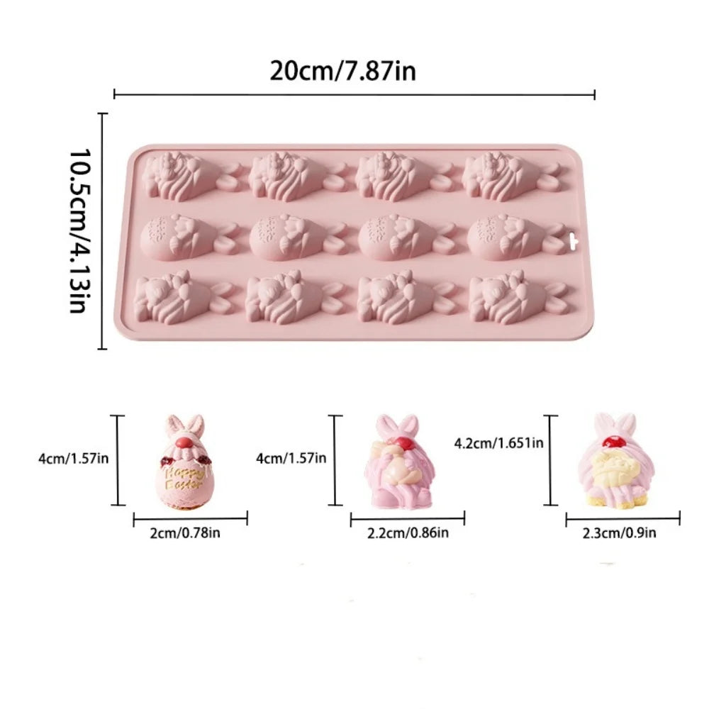New Easter Rabbit Shaped Silicone Mold Bunny Jelly Chocolate Cake Mould Baking Tool Easter Party Decoration Kitchen Bakeware Oasis Select Pink