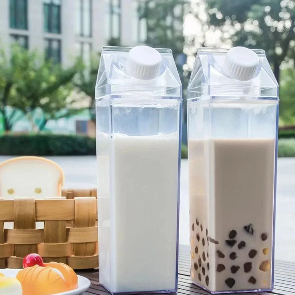 500ml/1000ml Milk Carton Water Bottle Transparent Plastic Portable Clear Box for Juice Tea Milk Bottles Drinking Cup Reusable Oasis Select