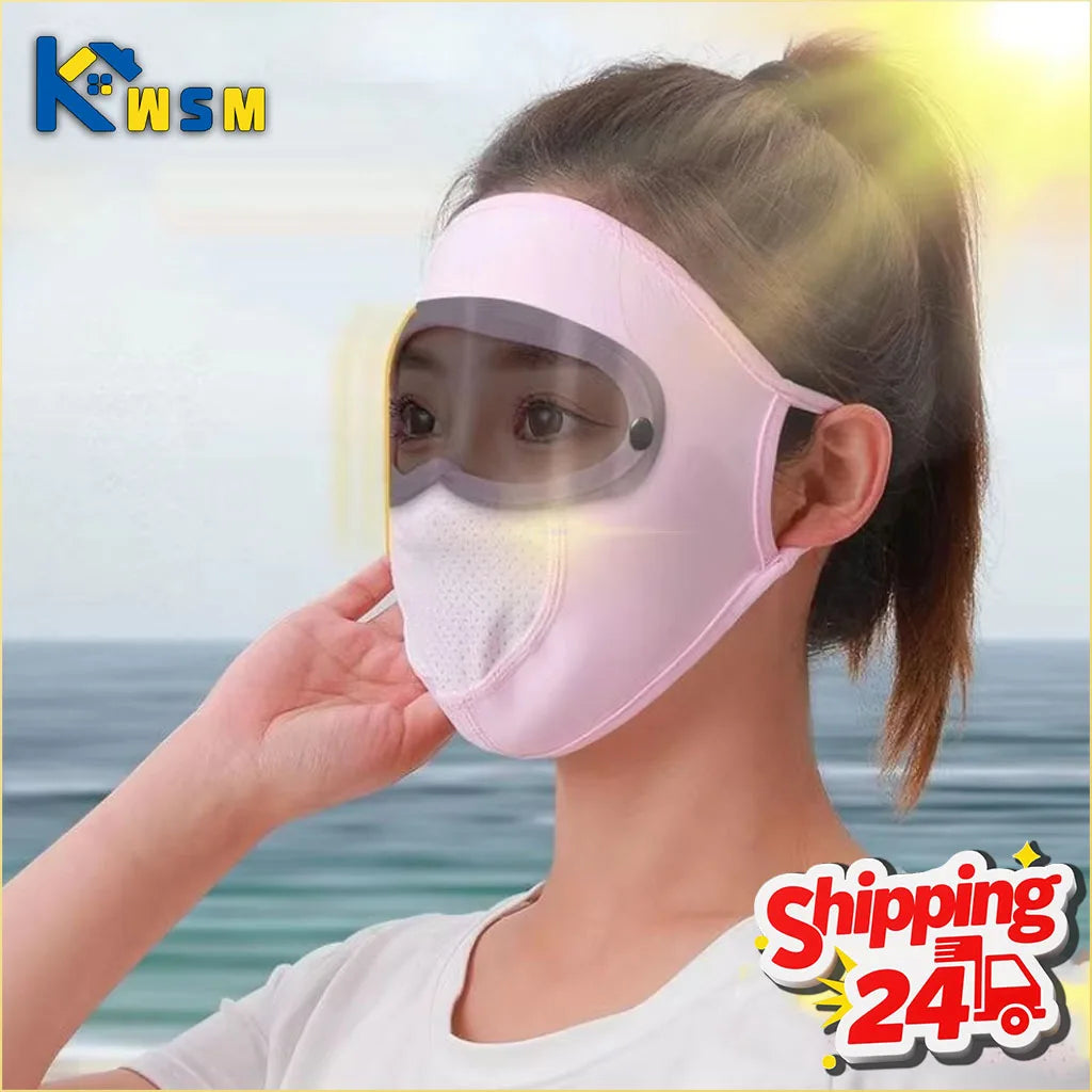 Dustproof Face Mask with Breathing Hole and Goggles Cycling Sun Protection Full Face Cover Ear Loop UV Shield for Outdoor Sports Oasis Select