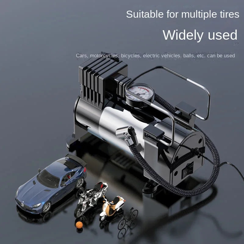 140PSI 12V Car Tyre Inflator Heavy Electrical Air Compressor Automotive Inflation Pump Vehicle Inflation Pumps W/ Pressure Gauge Oasis Select