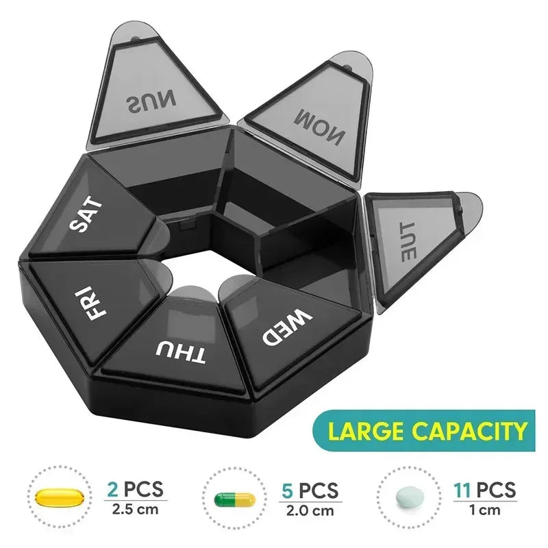1/2/3pcs Portable Mini Seven Days Small Pill Box One Week Seven Days A Week Pill Organizers Multifunctional Medicine Case Oasis Select