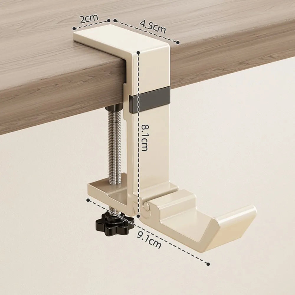 New Aluminum Alloy Hanging Bag Hook Punch-free Removable Desk Side Holder Multi-functional Portable Handbag Rack Table Oasis Select Beige Style 2