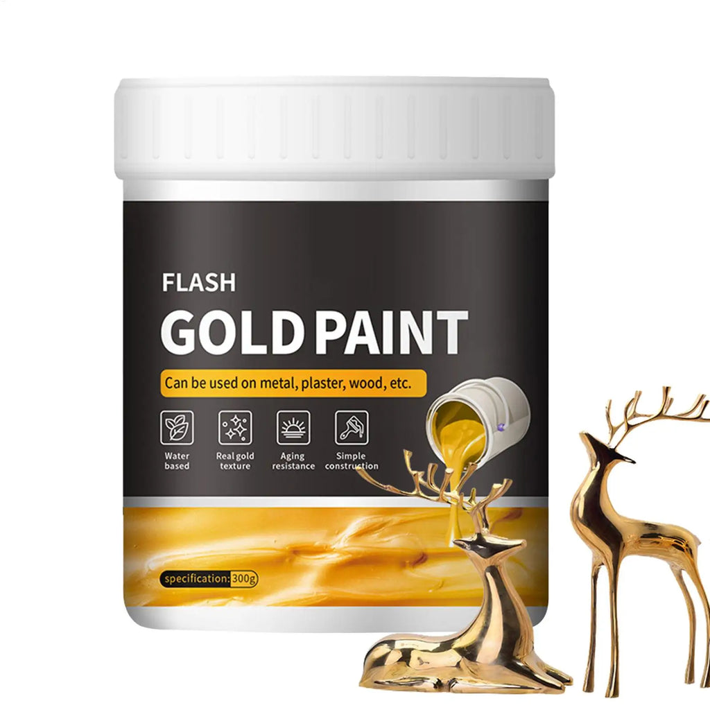 Liquid Gilding Gold Paint 300g Gold Foil Non-Fading Goldleaf Paint Metal Plaster and Wood Painting Easy to Apply Art Supplies Oasis Select