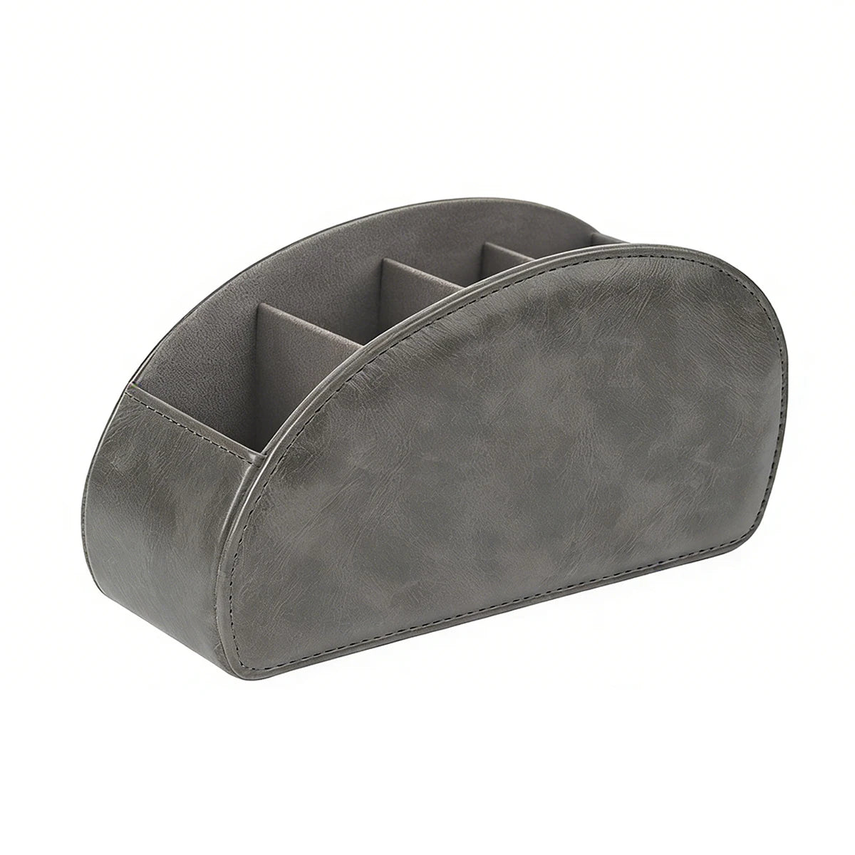 PU Leather Remte Control Organizer 5-Compartments Bedside Tasble Caddy for Remotes Glasses, Pens Makeup Desktop Storage Box Oasis Select Grey