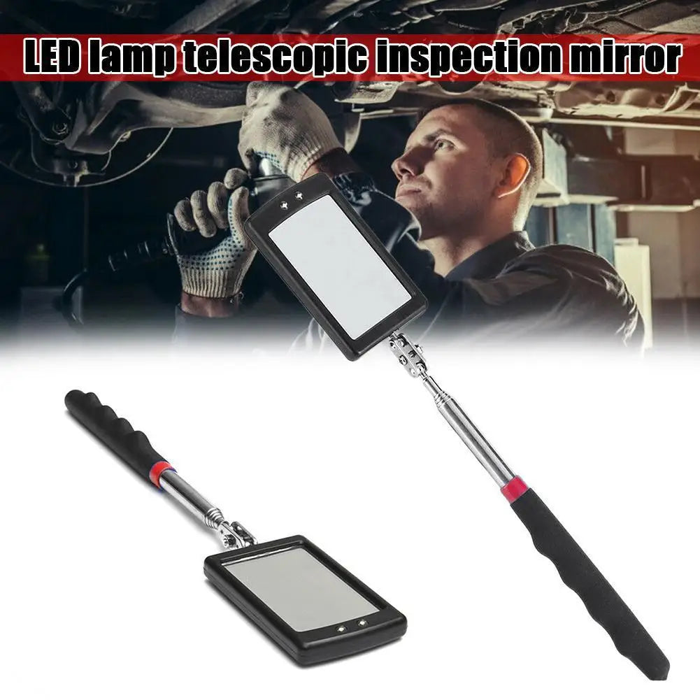 Telescoping LED Inspection Mirror – 360° Swivel & Extendable