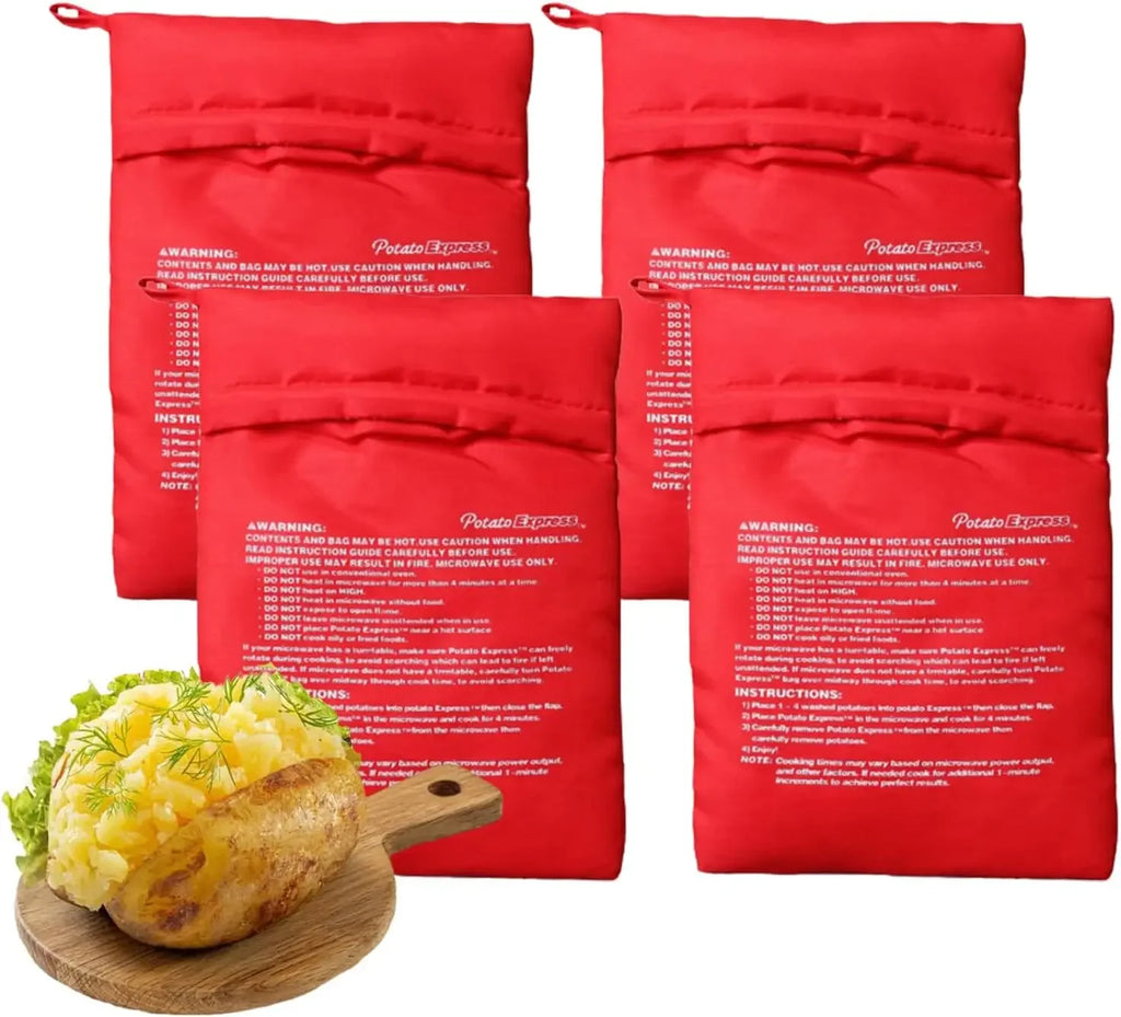 Baked Potato Microwave Bag - Reusable Pouch and Potato Cooker for Perfect Potatoes in 4 Minutes - Quick & Easy Kitchen Gadget Oasis Select