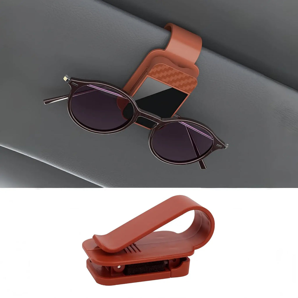Car Sun Visor Sunglasses Clip Holder Universal Stable Glasses Hanger Card Ticket Organizer Interior Storage Clip Car Accessories Oasis Select brown