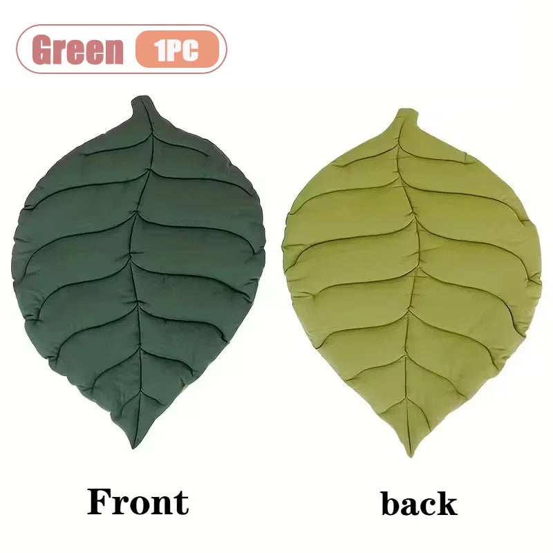 1-8PCS Thick Cotton Leaf Shape Pet Mat Cat Bed Dog Crate Pad for Cage Soft Washable Anti Slip Floor Mat for Puppy Kitten Oasis Select Green-1PC