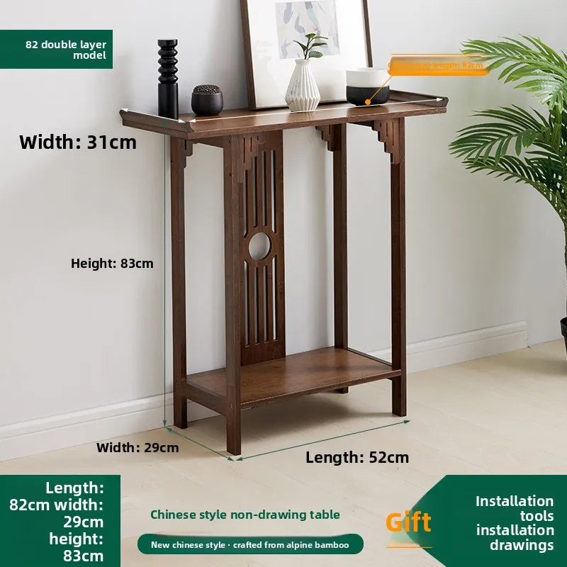 New Chinese-style entrance table Zen entrance hall entrance table, living room strip case entry hotel end view table long table Oasis Select Double layer 80 long