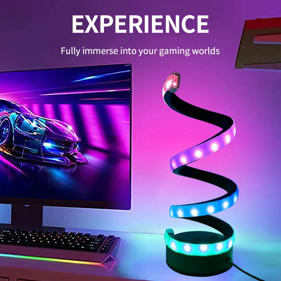Creative LED Desk Lamp Modern Spiral Table Lamp RGB Dimming Ambient Light Portable Bar Cafe Bedroom Living Room Decorate Lamp Oasis Select