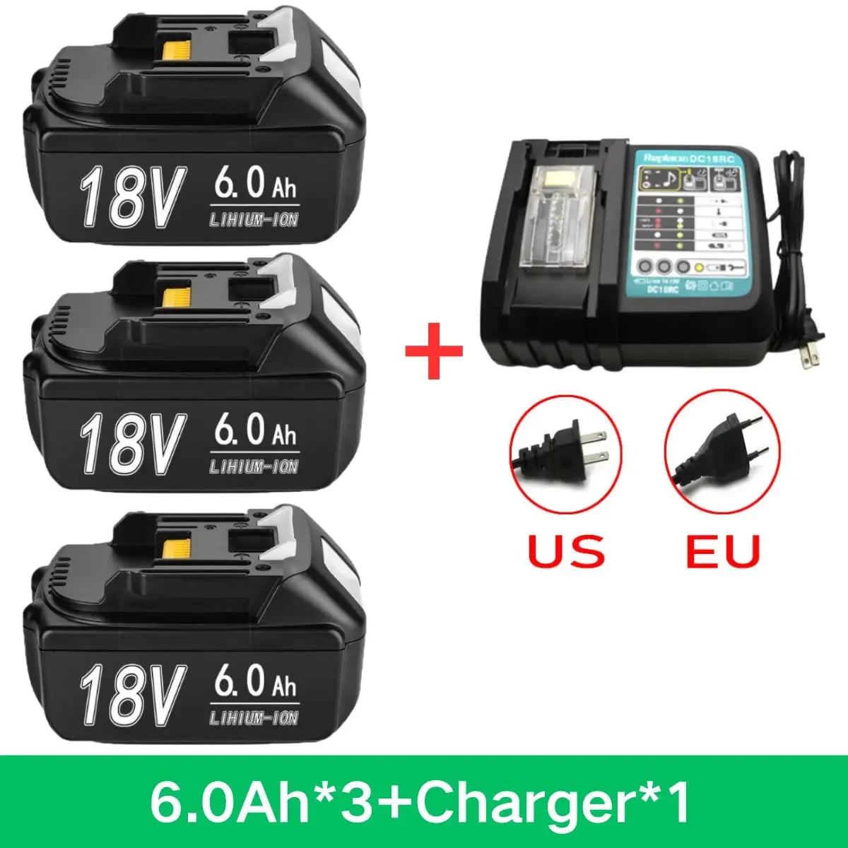 For Makita 18V 6Ah8Ah12Ah Battery Rechargeable Battery 18650 Lithium-ion Cell Suitable For Makita Power Tool Oasis Select 6Ah 3pcs 1charge