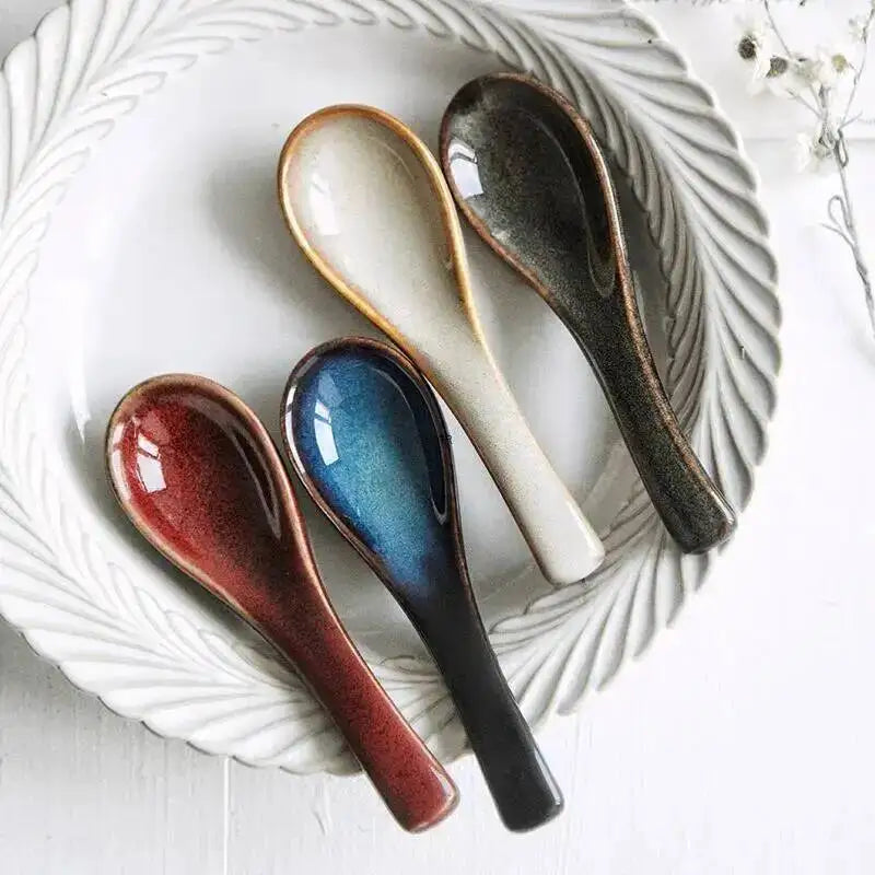 Kiln-fired Spoons Rice Spoons Soup Porridge Dessert Spoons Household Restaurant Oasis Select