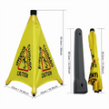 Triangular Cone-Shaped Caution Wet Floor Sign Wall Mounted Foldable Slippery When Wet Sign Pop-Up Design Multilingual Oasis Select Yellow