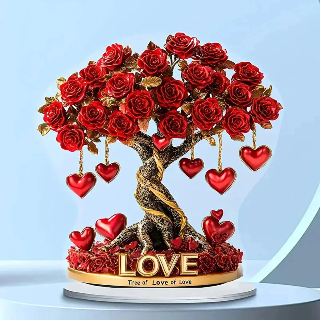 Valentine's Day Rose Heart Tree Acrylic Desktop Decoration Holiday Desktop Ornament Oasis Select