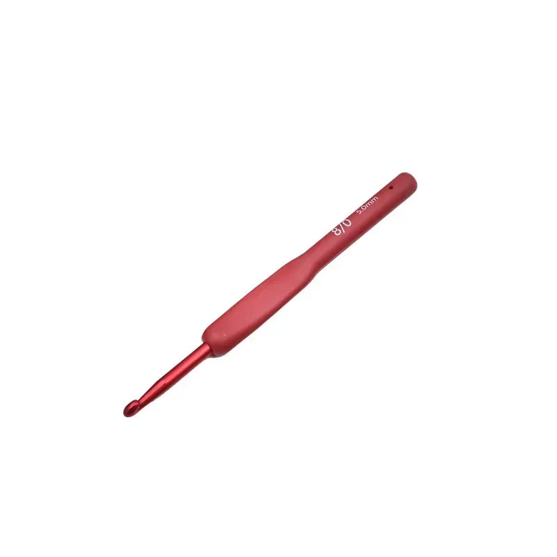 Aluminum Tulip Red Crochet Hook Frosted Handle TPR Silicone Crochet Sweater Knitting Hooks DIY Handmade Crafts Sewing Tools Oasis Select 07-5mm