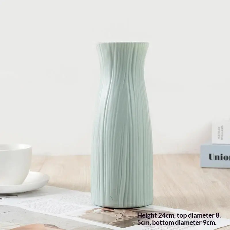 Modern Minimalist Geometric Plastic Flower Pot Dried Flower Vase for Home Living Room Desktop Decor Oasis Select Green