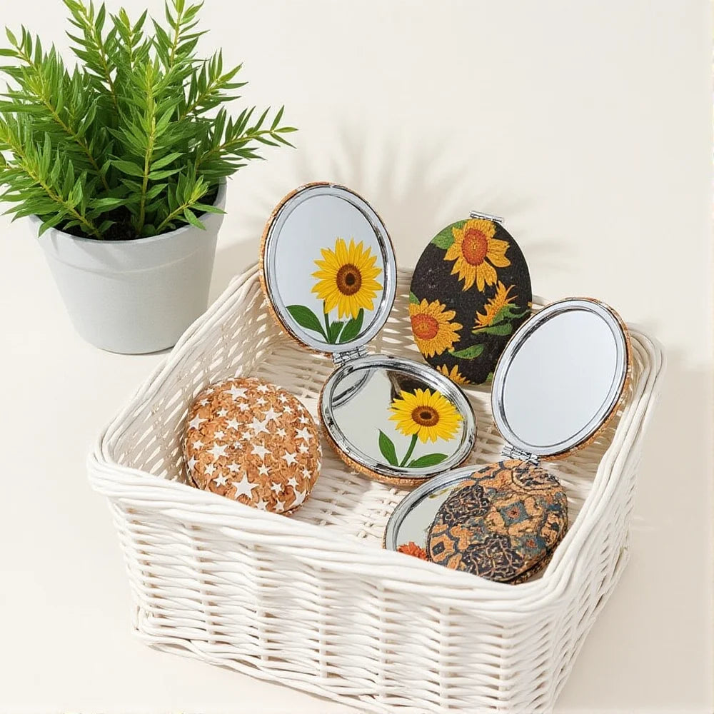 Cork Double-Sided Magnifying Compact Vanity Mirror | Foldable
