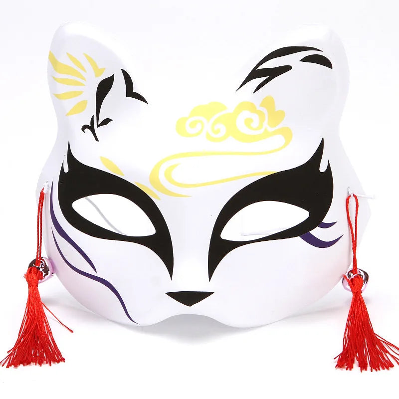 Foxes Mask Japanese Cosplay Rave Hand-Painted Anime Demon Slayer Half Face Cat Masks Masquerade Festival Party Cosplay Props Oasis Select 17