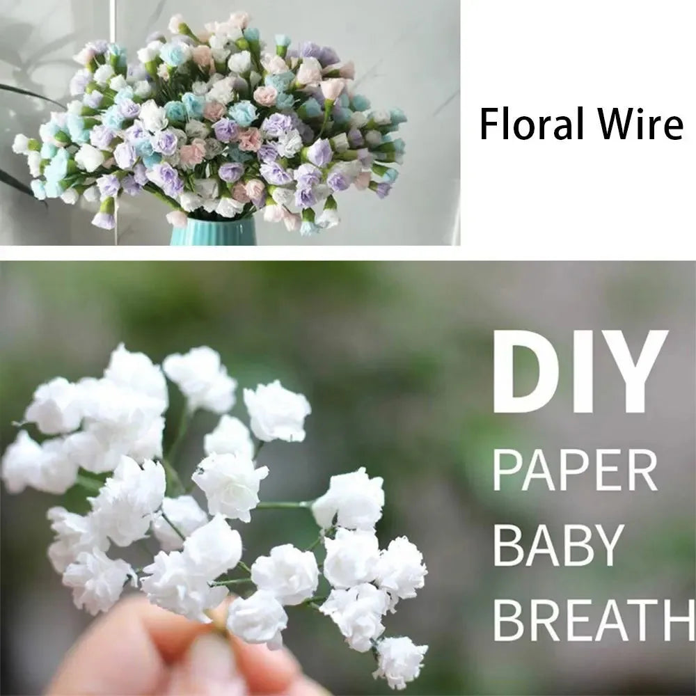 100Pcs 40cm Floral Wire Stems Paper Covered DIY Crafts Paper Floral Wire Iron Wire Flower Making Accessory Home Decor Oasis Select