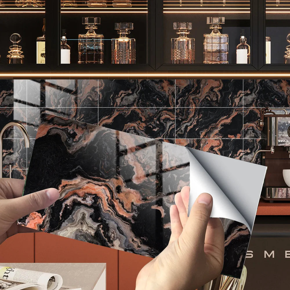 Imitation Marble Grain Tile Paste Thick Cover Crystal Film Decorative Renovation Wall Paste Wallpaper Wall Stickers Oasis Select DLS071 32pcs