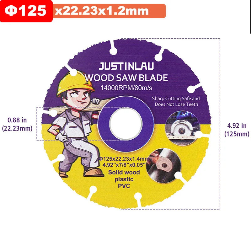 JUSTINLAU 115mm/125mm Circular Saw Blade Wheel Discs For Wood Cutting Carbide Cutting Disc Woodworking Saw Blade Oasis Select 125mm