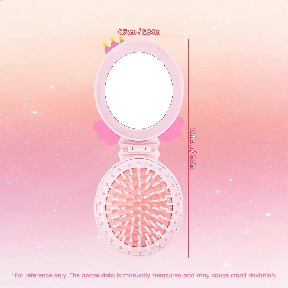 Magic Folding Mirror Comb – Moon & Star 2-in-1 Hair Brush Folding Mirror Comb Oasis Select