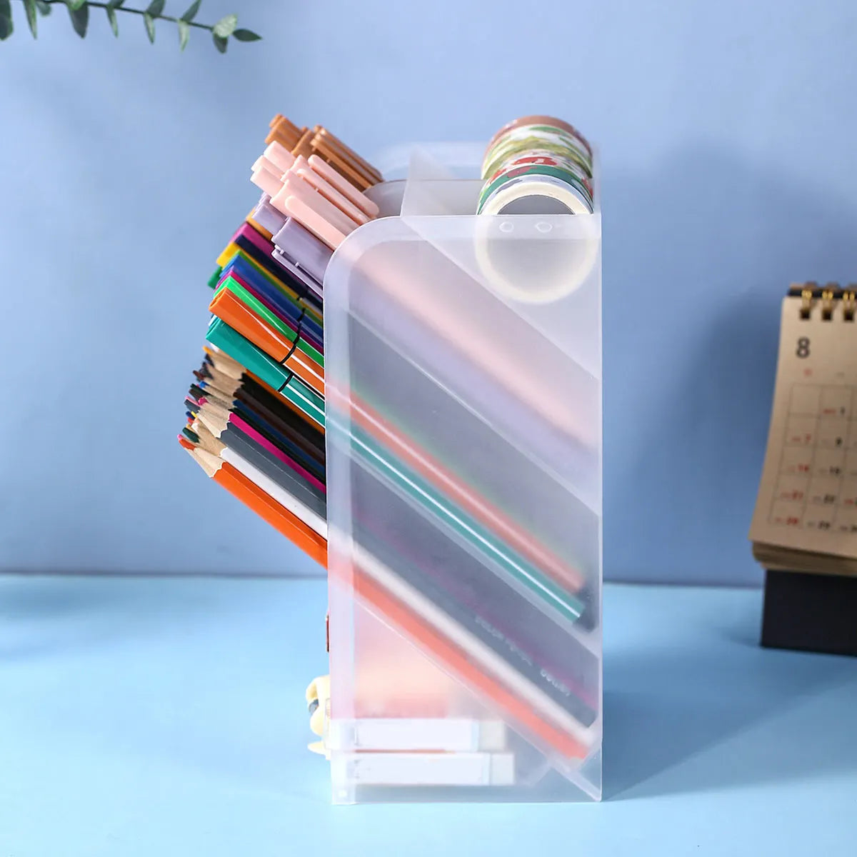 Multi Functional Desktop Pen Holder, Transparent Large Capacity Pen Holder, Stationery Organizer, Office Desk Pen Storage Rack Oasis Select