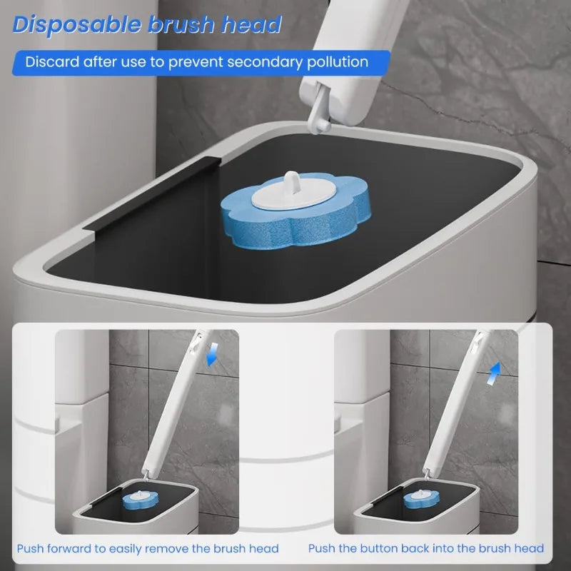 New Toilet Brush Disposable Replacement Head Cleaning Kit With Lengthened Handle Auto Lid Opening Toilet Bowl Cleaner Pad Kit Oasis Select