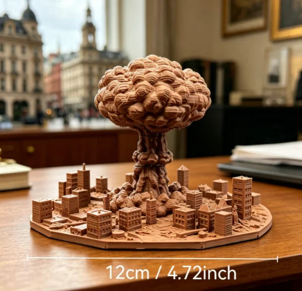 Sci-Fi Apocalypse Mini City Model 3D Printing Diorama Figurine Mini Statue Desktop Decor for Gamer Workstation Room Display Gift Oasis Select City Brown
